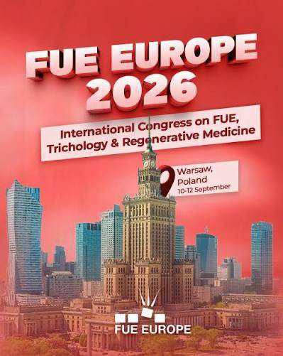 FUE Europe 2026 Warsaw congress poster – Scharf FUE Instruments